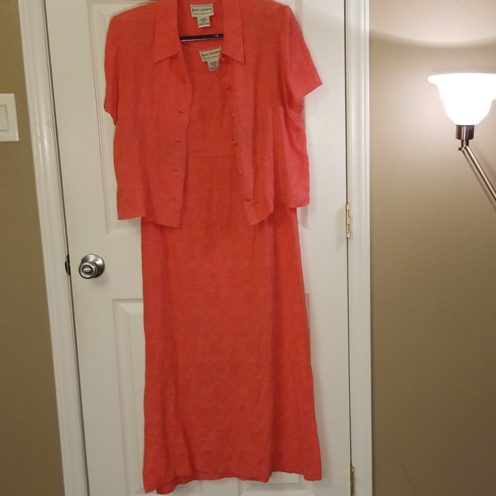 Peach 2pc dress, sz12,by Karin Stevens